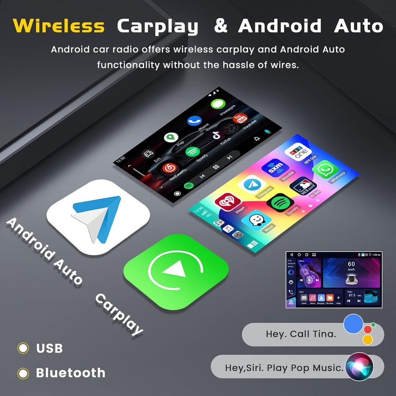 Inefala [4+64GB] Android 15 Car Stereo for Toyota Corolla EX 2005-2012 with Wireless Carplay Android Auto, 9 Inch HD Touchscreen Car Radio with WiFi GPS Bluetooth5.0 FM/RDS 32EQ SWC Backup Camera MIC - Image 4